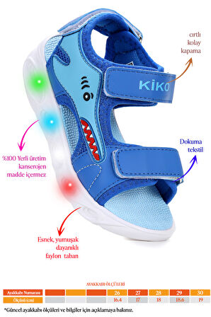 Kiko Kids Soren Günlük Işıklı Cırtlı Erkek Çocuk Sandalet Ayakkabı