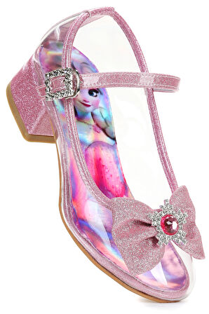  Asel Kız Çocuk Simli Topuklu Abiye Şeffaf Ayakkabı