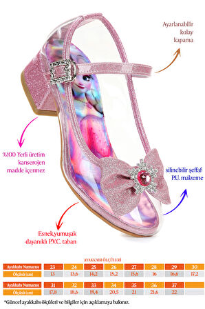  Asel Kız Çocuk Simli Topuklu Abiye Şeffaf Ayakkabı