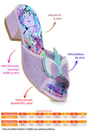 Kiko Kids Unicorn Kız Çocuk Topuklu Simli Abiye Terlik