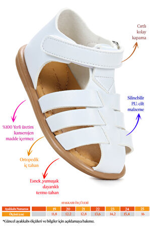 Kiko Kids Lonpe İlk Adım Cırtlı Erkek Bebek Sandalet