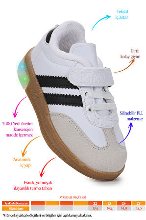 Kiko Kids Renis Günlük Cırtlı Işıklı Erkek Bebek Spor Ayakkabı