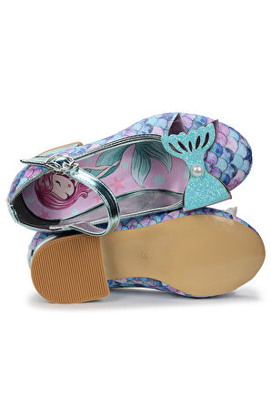 Kiko Kids Deniz Kızı İnci Fiyonklu Simli Kız Çocuk Topuklu Abiye Ayakkabı