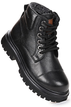  Seri %100 Deri Fermuarlı Erkek Çocuk Bot Ayakkabı