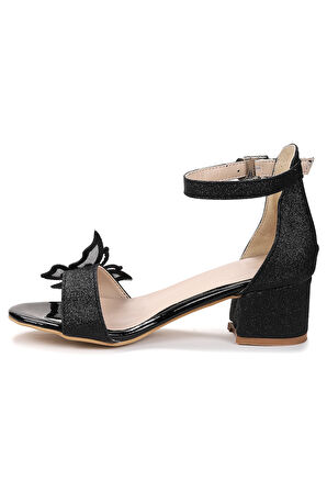 Kiko Kids Zete Kum Simli Kız Çocuk 4 Cm Topuklu Sandalet Abiye Ayakkabı