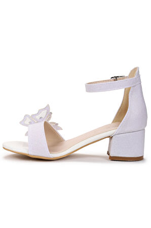 Kiko Kids Zete Kum Simli Kız Çocuk 4 Cm Topuklu Sandalet Abiye Ayakkabı