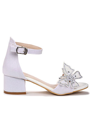 Kiko Kids Zete Kum Simli Kız Çocuk 4 Cm Topuklu Sandalet Abiye Ayakkabı