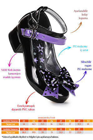  Star Fiyonklu Kız Çocuk Topuklu Abiye Ayakkabı