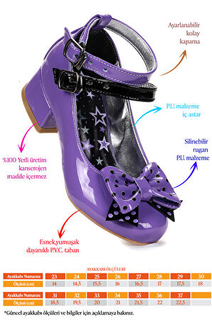  Star Fiyonklu Kız Çocuk Topuklu Abiye Ayakkabı