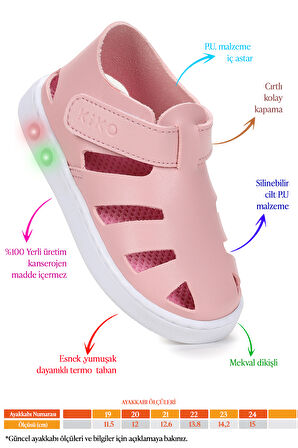  Limba Işıklı Cırtlı Kız Bebek Sandalet