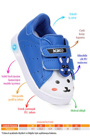Kiko Kids Bart Cırtlı Işıklı Erkek Bebek Spor Ayakkabı