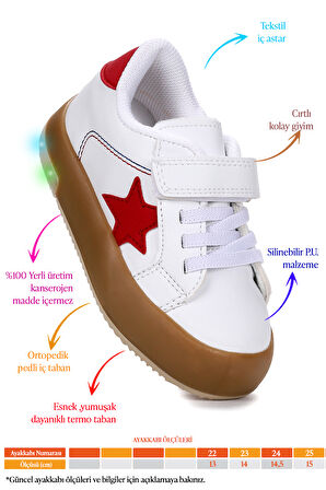 Kiko Kids Rena Günlük Cırtlı Işıklı Erkek Bebek Spor Ayakkabı