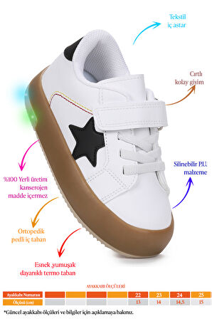 Kiko Kids Rena Günlük Cırtlı Işıklı Erkek Bebek Spor Ayakkabı