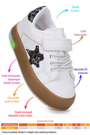  Rena Günlük Cırtlı Işıklı Kız Bebek Spor Ayakkabı