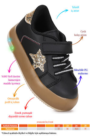  Rena Günlük Cırtlı Işıklı Kız Bebek Spor Ayakkabı