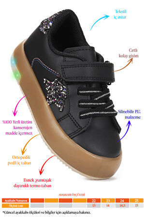  Rena Günlük Cırtlı Işıklı Kız Bebek Spor Ayakkabı