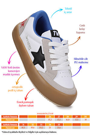  Rida Günlük Cırtlı Bağcıklı Erkek Çocuk Spor Ayakkabı