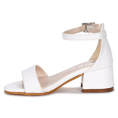 Kiko Kids Sheila Cilt Günlük Kız Çocuk 4 Cm Topuklu Sandalet Abiye Ayakkabı