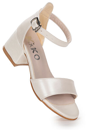 Kiko Kids Sheila Cilt Günlük Kız Çocuk 4 Cm Topuklu Sandalet Abiye Ayakkabı