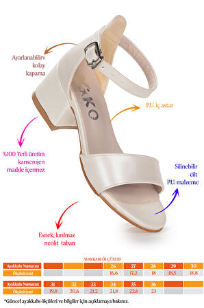 Kiko Kids Sheila Cilt Günlük Kız Çocuk 4 Cm Topuklu Sandalet Abiye Ayakkabı