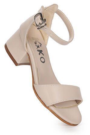 Kiko Kids Sheila Cilt Günlük Kız Çocuk 4 Cm Topuklu Sandalet Abiye Ayakkabı