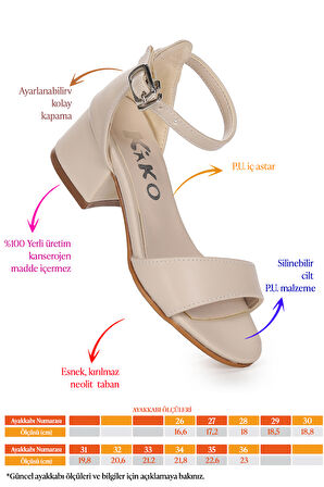 Kiko Kids Sheila Cilt Günlük Kız Çocuk 4 Cm Topuklu Sandalet Abiye Ayakkabı