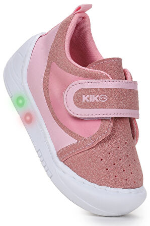 Kiko Kids Kugan Cırtlı Işıklı Kız Bebek Yürüyüş Spor Ayakkabı