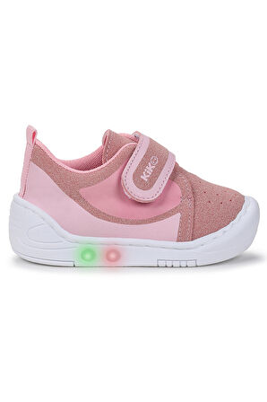 Kiko Kids Kugan Cırtlı Işıklı Kız Bebek Yürüyüş Spor Ayakkabı
