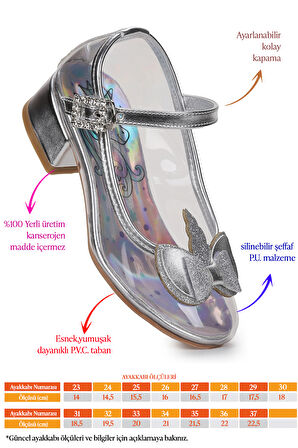 Kiko Kids Unicorn Kız Çocuk Topuklu Abiye Şeffaf Ayakkabı