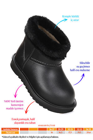 Kiko Kids Geta Su Geçirmez İçi Kürklü Kız Çocuk Eva Yağmur Kar Çizme