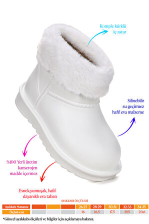 Kiko Kids Geta Su Geçirmez İçi Kürklü Kız Çocuk Eva Yağmur Kar Çizme