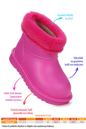 Kiko Kids Geta Su Geçirmez İçi Kürklü Kız Çocuk Eva Yağmur Kar Çizme