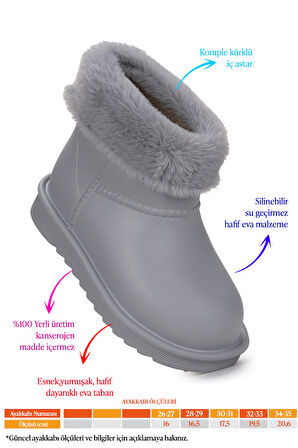 Kiko Kids Geta Su Geçirmez İçi Kürklü Kız Çocuk Eva Yağmur Kar Çizme
