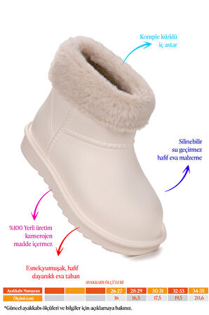 Kiko Kids Geta Su Geçirmez İçi Kürklü Kız Çocuk Eva Yağmur Kar Çizme