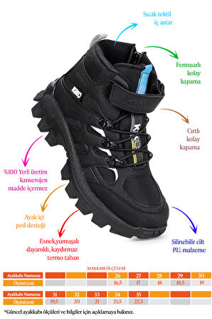 Kiko Kids Sumy Termo Taban Cırtlı Erkek Çocuk Spor Bot Ayakkabı