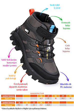 Kiko Kids Sumy Termo Taban Cırtlı Erkek Çocuk Spor Bot Ayakkabı