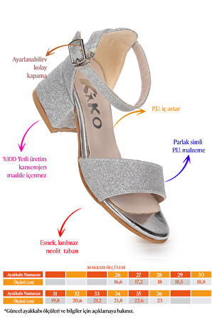 Kiko Kids Alexa Günlük Kız Çocuk 4 Cm Topuklu Sandalet Abiye Ayakkabı