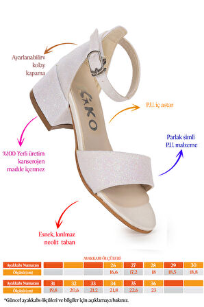 Kiko Kids Alexa Günlük Kız Çocuk 4 Cm Topuklu Sandalet Abiye Ayakkabı