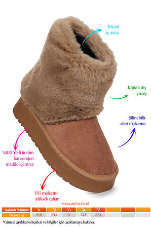 Kiko Kids Nera  Kürklü Kız Çocuk Süet Bot Ayakkabı