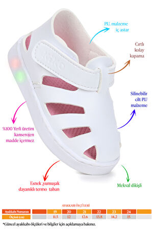 Kiko Kids Limba Işıklı Cırtlı Kız Bebek Sandalet