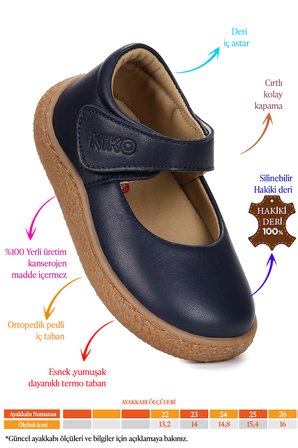 Kiko Kids Lida %100 Deri Günlük Kız Bebek Babet Ayakkabı