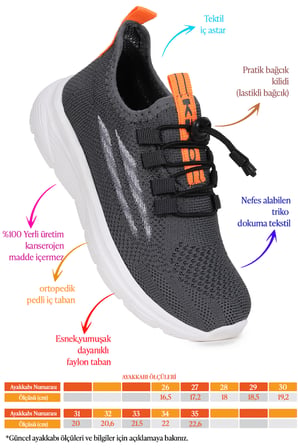  Dunca Fileli Faylon Taban Erkek Çocuk Spor Ayakkabı