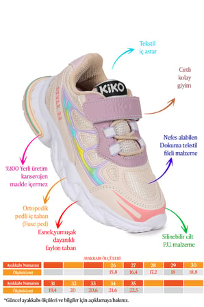  Style Faylon Taban Günlük Cırtlı Kız Çocuk Spor Ayakkabı