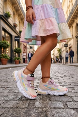  Style Faylon Taban Günlük Cırtlı Kız Çocuk Spor Ayakkabı