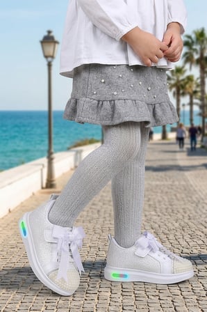  Janes Işıklı Cırtlı Fiyonk Kız Bebek Spor Ayakkabı