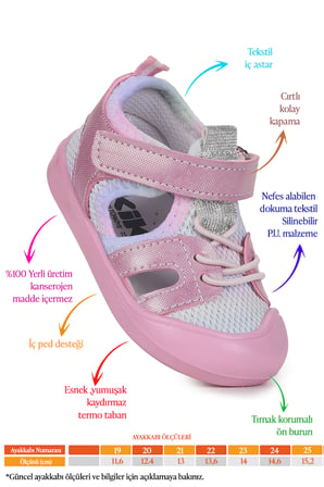  Tapel İlk Adım Cırtlı Kız Bebek Sandalet