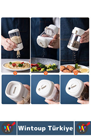 Premium Dayanıklı Toz-Taneli Kullanım Şeffaf Gövde Basmalı Baharatlık Tuzluk Seti 380 ML X 4'lü SET