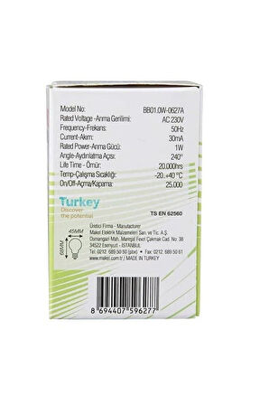 Makel 1 watt Led Gece Lambası Yeşil