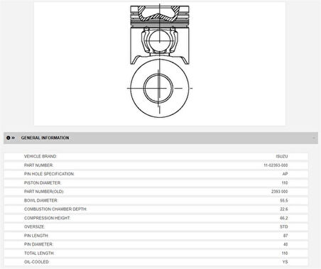 İsuzu Ticarı Piston (segmansız)(std) İsuzu 4he1 T Nqr Turkuaz - Yenmak 11-02393-000