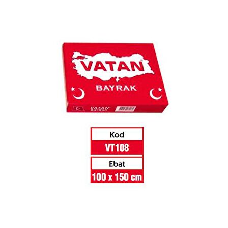 Vatan Türk Bayrağı 100x150 cm Polyester Kumaş VT108